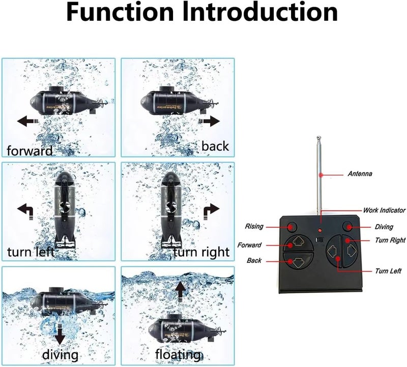 Liated Mini Remote Control Submarine Radio Nuclear Submarine RC Race Boat Ship Fish Tank Toy Waterproof 6 Chanel Toy RC Boat Best Gift for Kids Boys - Image 5